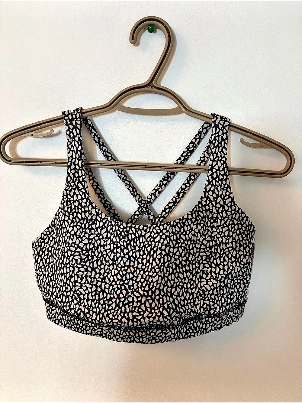 lululemon Energy Bra Long Line (Miss Mosaic Black) Sports Bra Black & White